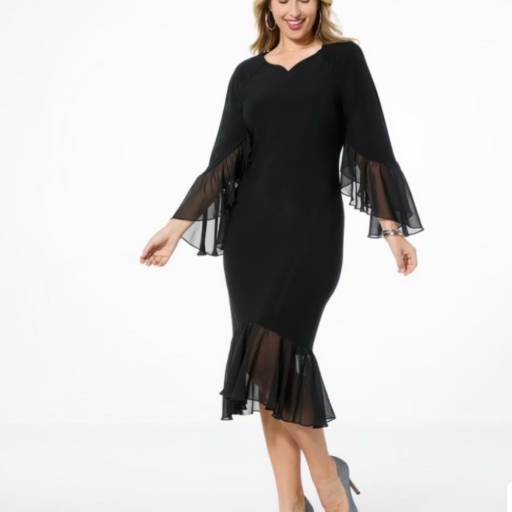 Antthony Black Dress with Sheer Sleeves
